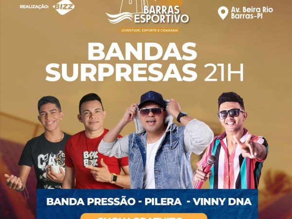 BARRAS ESPORTIVO: Prefeitura  anuncia bandas também para o sábado (05/08)