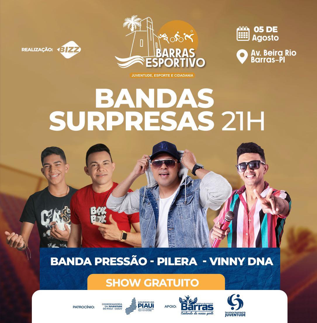 BARRAS ESPORTIVO: Prefeitura anuncia bandas também para o sábado (05/08)