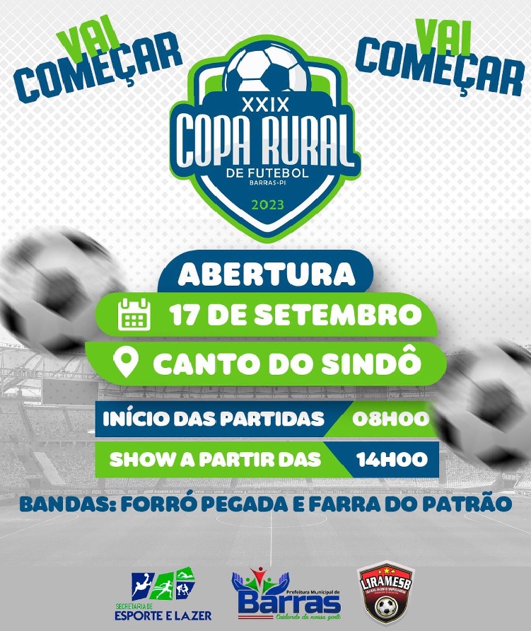 Vai começar o maior e mais tradicional campeonato de futebol de Barras: O COPÃO RURAL