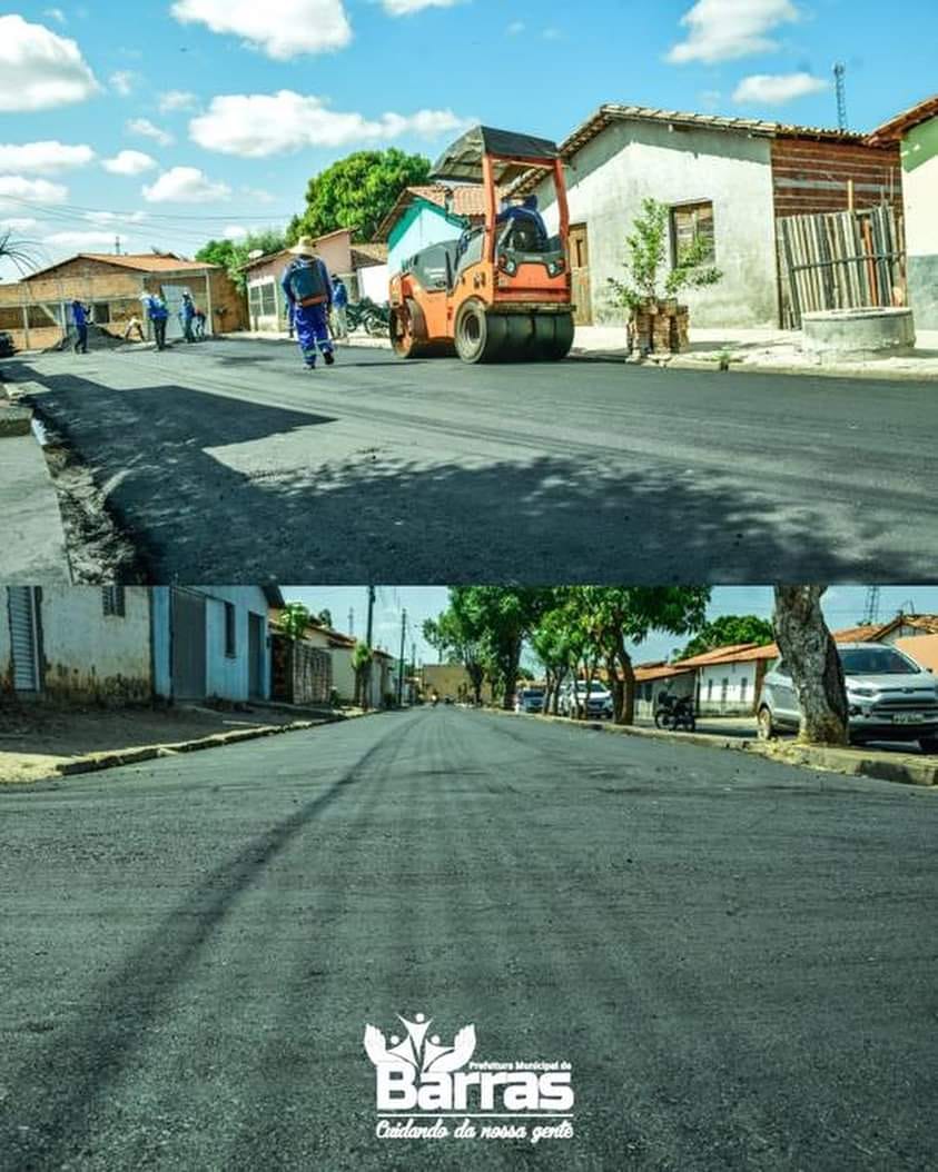 Prefeitura de Barras asfalta ruas do Bairro Santinho