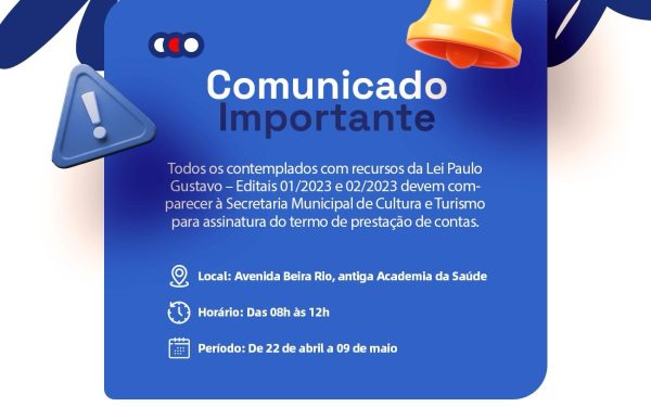 Prefeitura de Barras convoca contemplados com recursos da Lei Paulo Gustavo